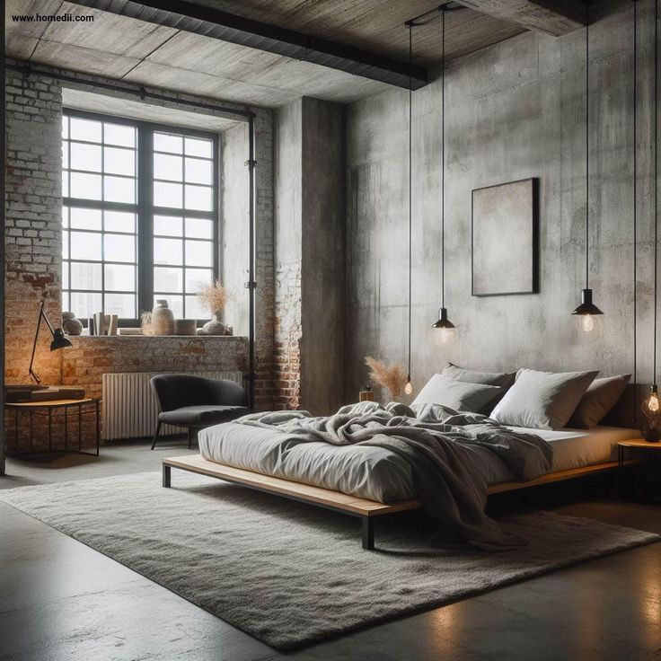 12 Industrial Bedroom Tips_ Choosing a Neutral Color Scheme and Adding Greenery for a Fresh Look