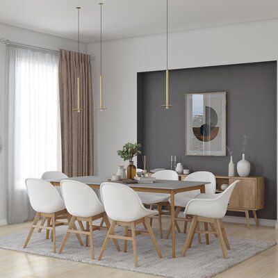Corrigan Studio® Uriegas 9-Piece Indoor Dining Room Table Set Modern Dining Set Kitchen Table w_ 8 Chairs Outdoor Dining Set Furniture Set Home Decor