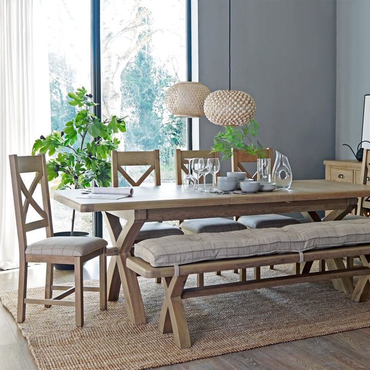 Heritage 2m Extending Dining Set with Bench and 5 Chairs