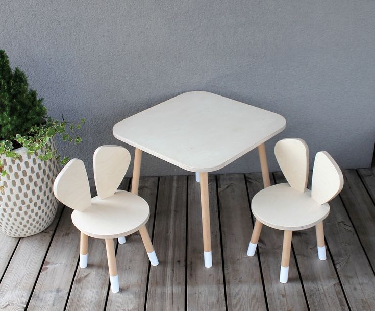 Wooden kid furniture set Toddler table and chair set Scandinavian style kid playing furniture Kid table and chair set Small child table